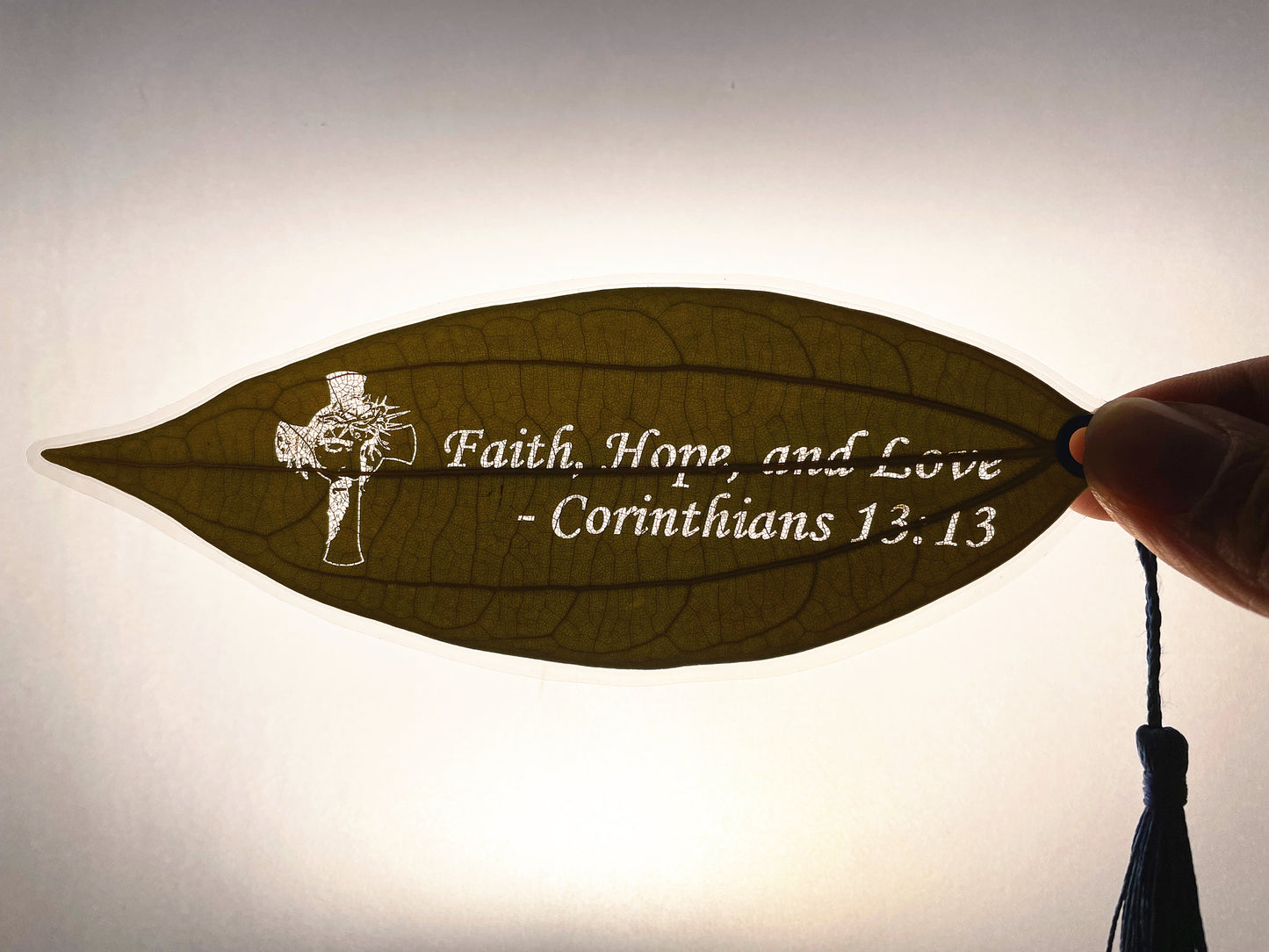 Bookmark with Custom Engraved Text on Real Preserved Leaf | LaMem