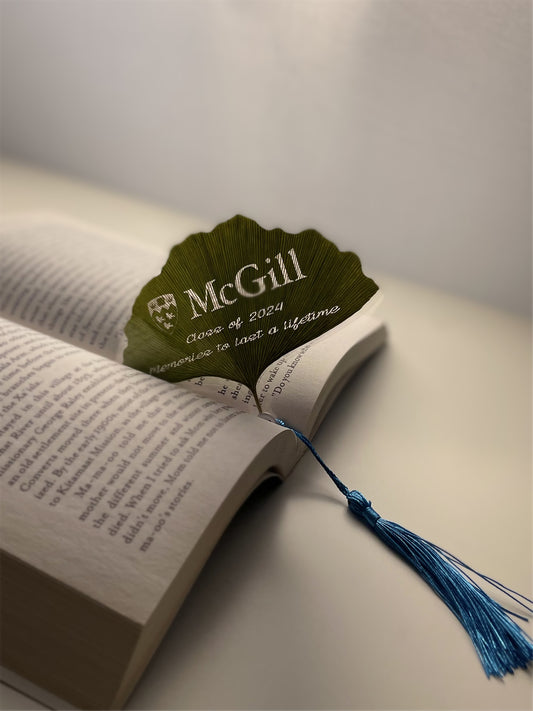 Bookmark with Custom Engraved Text on Real Preserved Leaf | LaMem