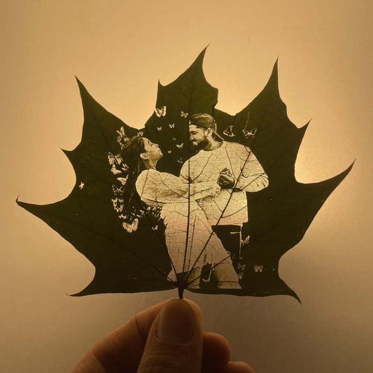 Custom Photo Leaf Engraving – Personalized Real Leaf Keepsake (Frameless) | LaMem