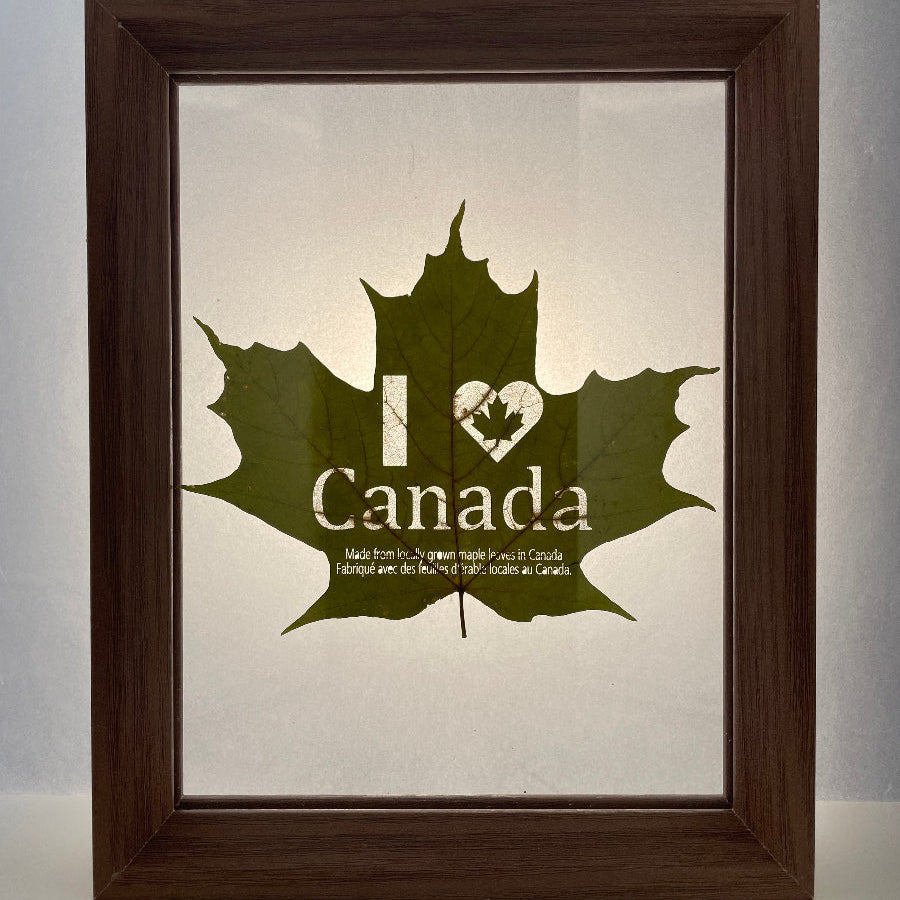 Engraved maple leaf souvenir made from real Canadian leaves, I love Canada