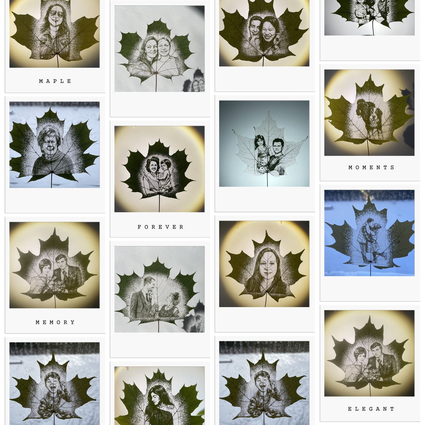 Sugar Maple Leaf Art – Personalized Photo Carving in Frameless Display with Walnut Base | LaMem